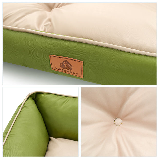 Waterproof Oxford Square Dog Bed – Color Block All-Season Mat – side view