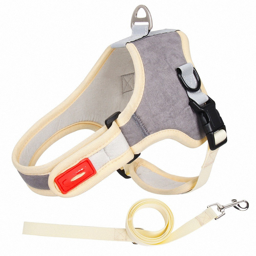 Suede Reflective Puppy Harness, Sized by Weight, for dogs.