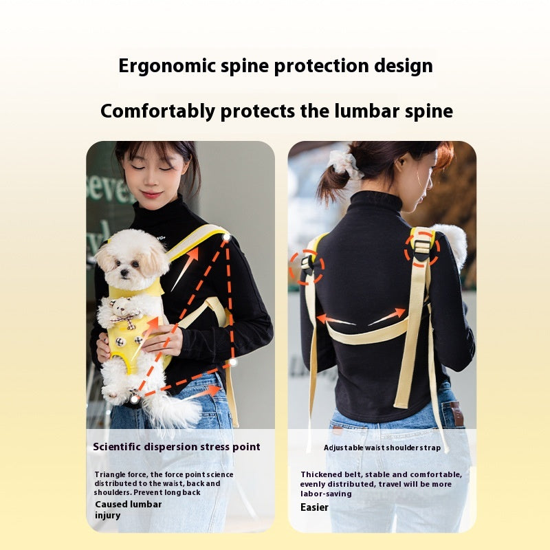Cartoon-Print Canvas Chest Bag, for dogs and cats.
