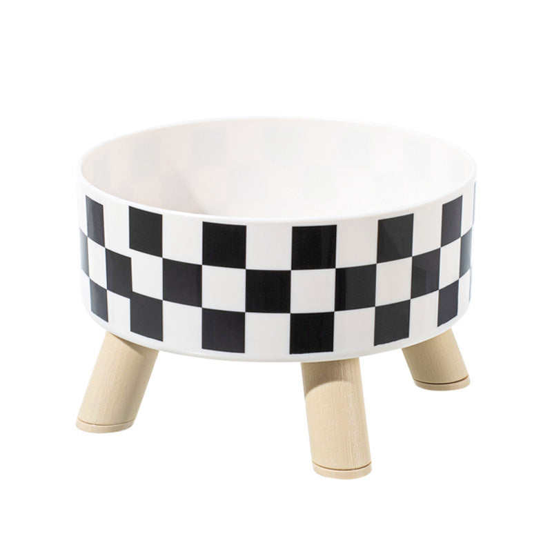 Polka Dot Stainless Steel Bowl on Four Legs, for cats.