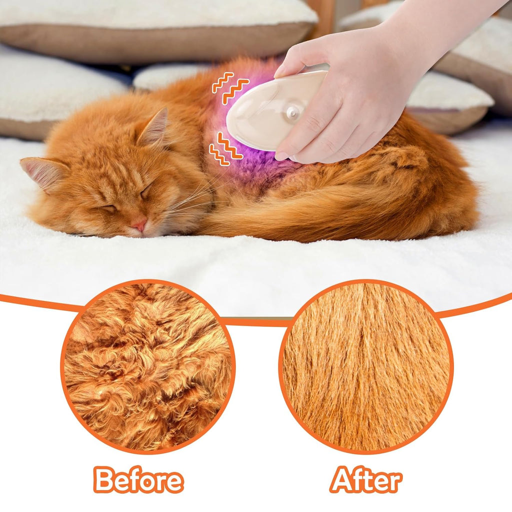 4-in-1 Steam and Vibration Grooming Brush, for dogs and cats.