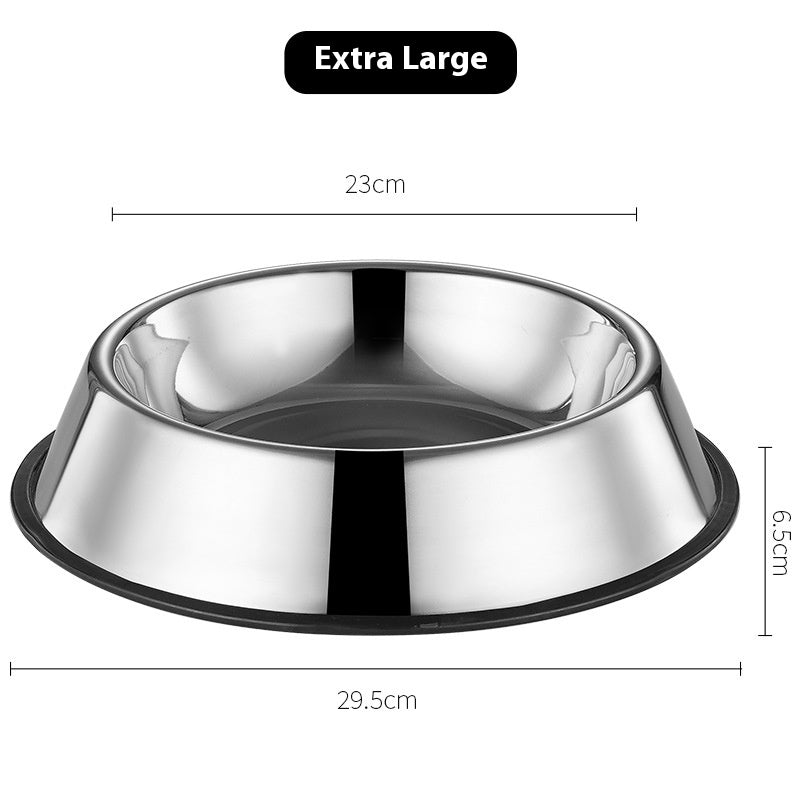 Non-Slip Stainless Steel Dog Food Bowl in Five Sizes, for dogs.