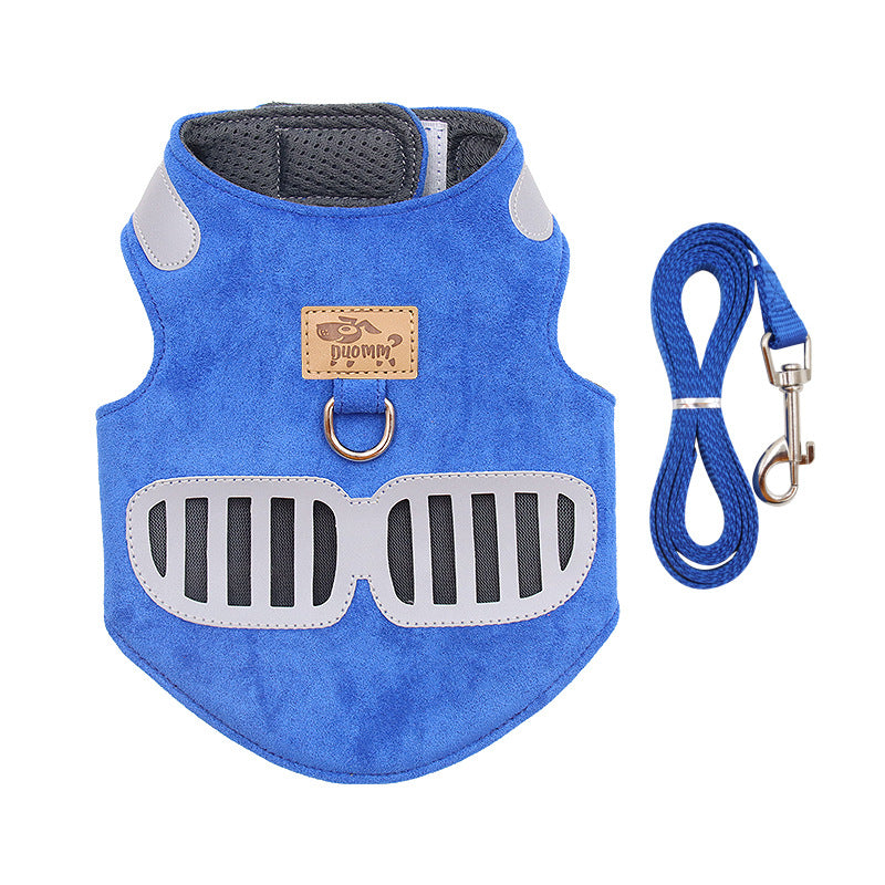 Soft Suede Cat Harness with Reflective Trim Detail, for cats.