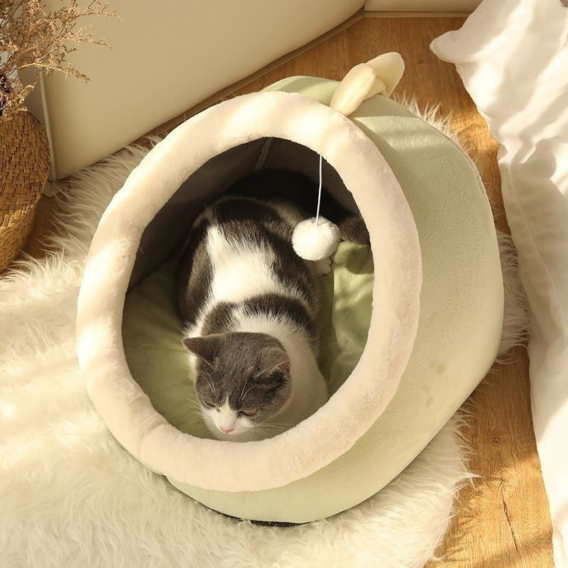 Semi-Enclosed Removable-Cover Print Cat House, for cats.
