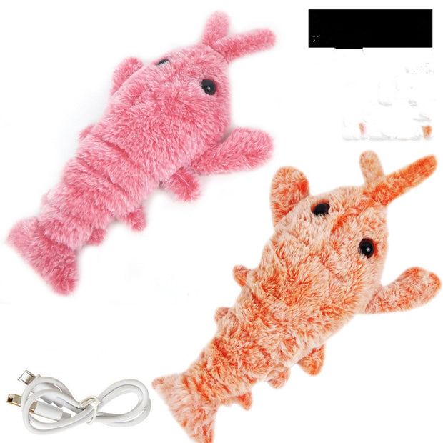 Electric Jumping Shrimp Cat Toy – USB Plush Lobster – features
