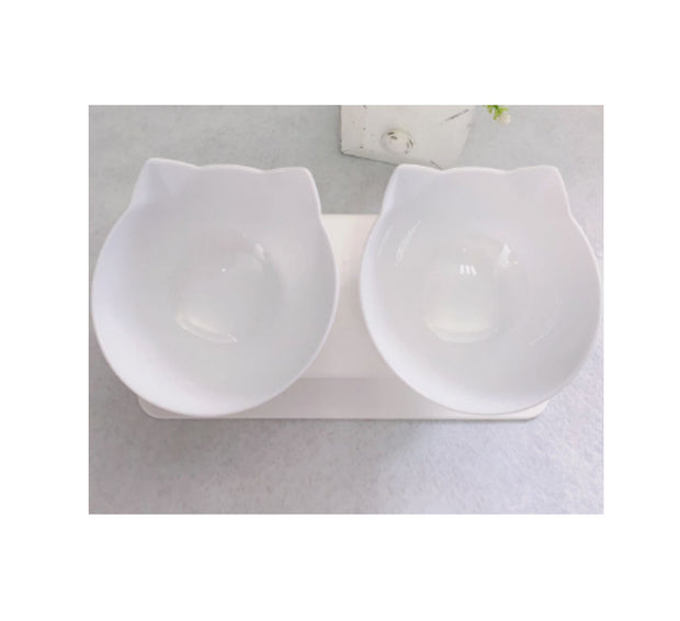 Elevated Double Cat Bowl – 15° Tilted Neck-Protection Food & Water Feeder – packaging