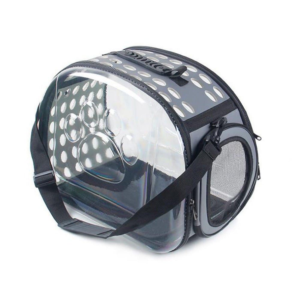  inside view of EVA pet carrier showing interior safety leash attachment