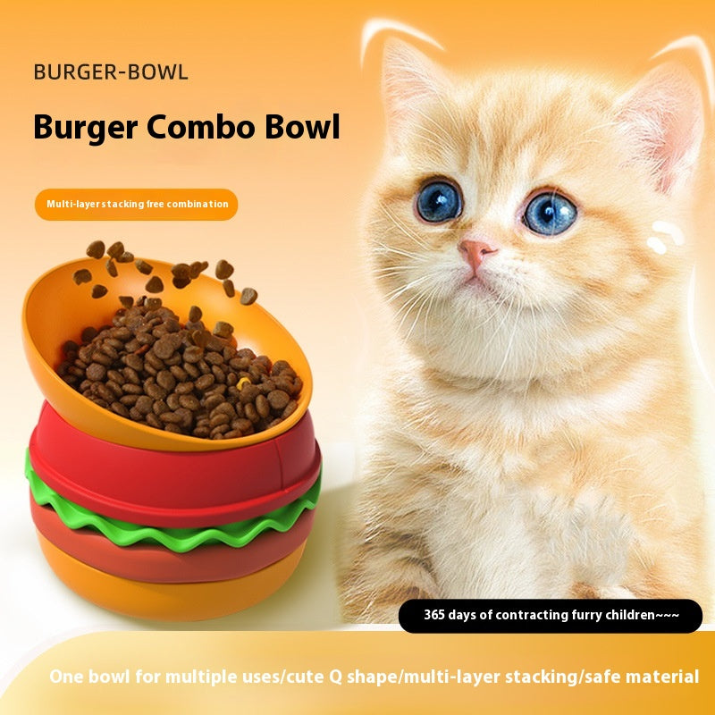 Hamburger-Shaped 5-Compartment Slow Feeder Bowl, for dogs.