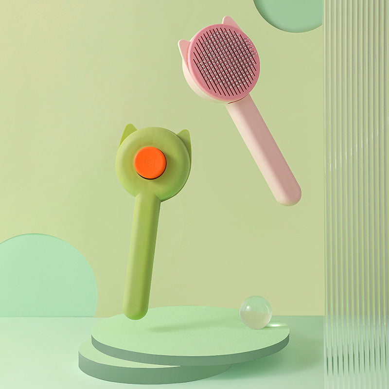 One-Button Self-Cleaning Grooming Comb, for dogs and cats.