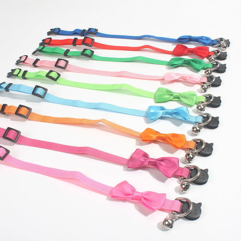 Adjustable Nylon Bow Collar with Bell, for cats.