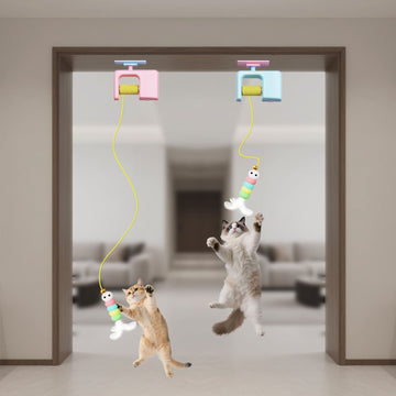 Electric Hanging Yo-Yo Cat Toy – Auto Bouncing Door Teaser – in use