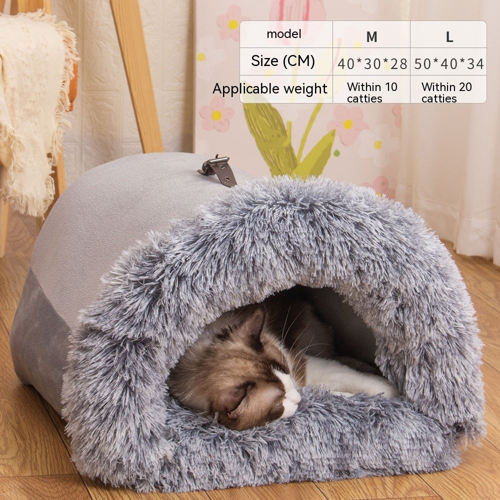 New Splice Portable Pet Nest Portable Autumn And Winter Warm Dog Nest Moisture-proof Long Fur Cat Nest Cross Border Pet Nest - kindoPet