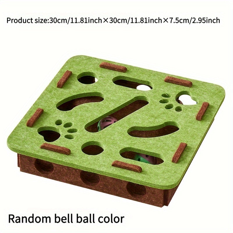 Interactive Cat Puzzle Toy With Maze Tunnel, Bell Ball & Pathways - No Batteries Needed, Durable Felt Construction - Mental Stimulation & Hunting Exercise For Indoor Cats