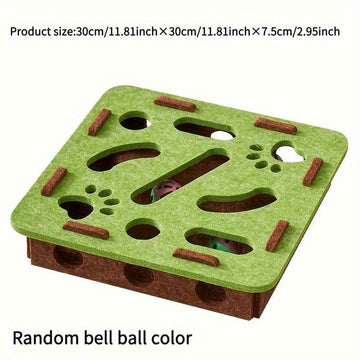 Durable Felt Interactive Cat Puzzle Toy With Maze, Bell Ball & Pathways – color options