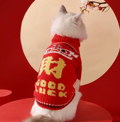 Cartoon Print Kitten Sweater, Sized From XS to XL, for cats.