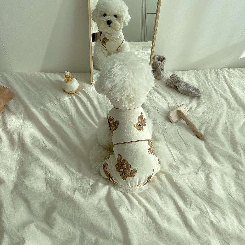 Bear-Print Two-Leg Cotton Homewear, for dogs.