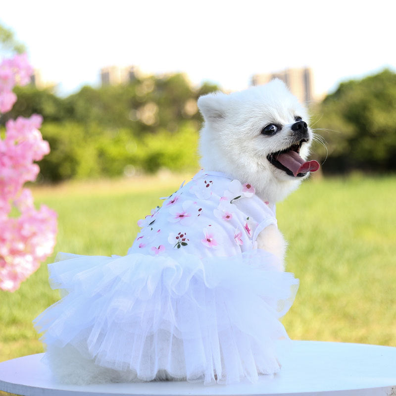 Peach Blossom Print Cotton Skirt, for dogs.
