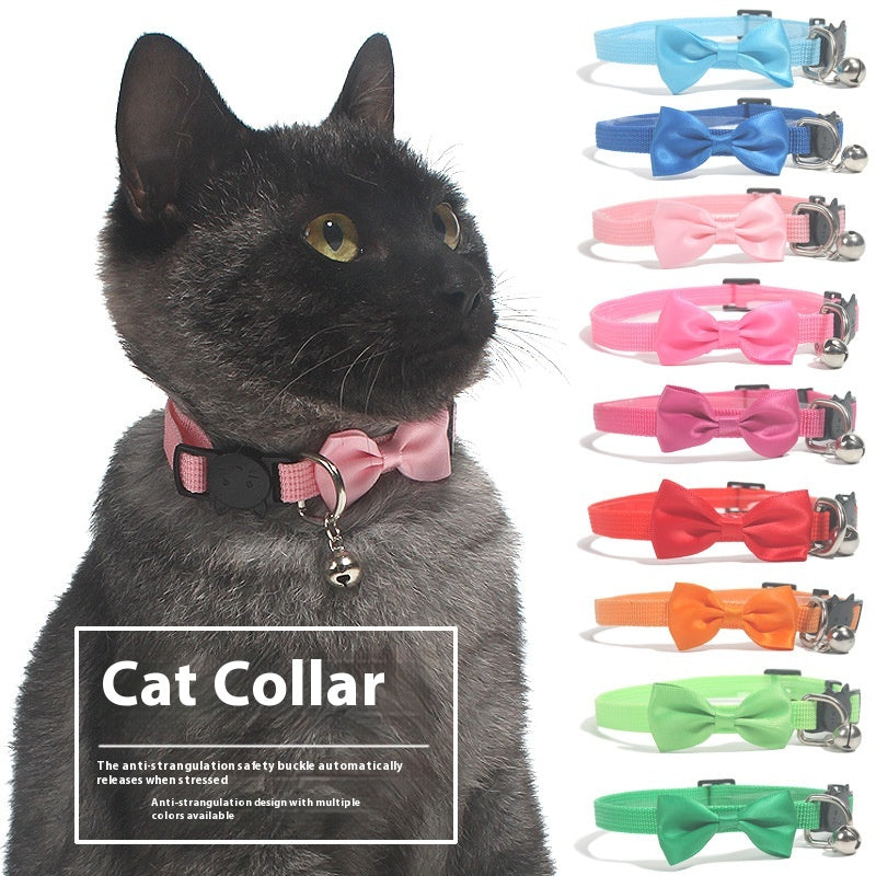 Adjustable Nylon Bow Collar with Bell, for cats.