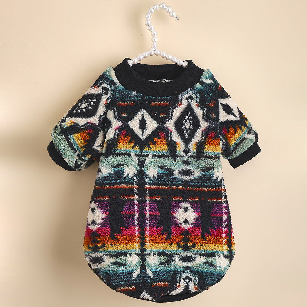 Thick Ethnic-Style Fleece Sweatshirt, for dogs and cats.