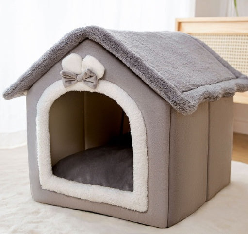 Foldable Enclosed Dog House – Warm Winter Cave Kennel for Cats & Dogs – lifestyle photo