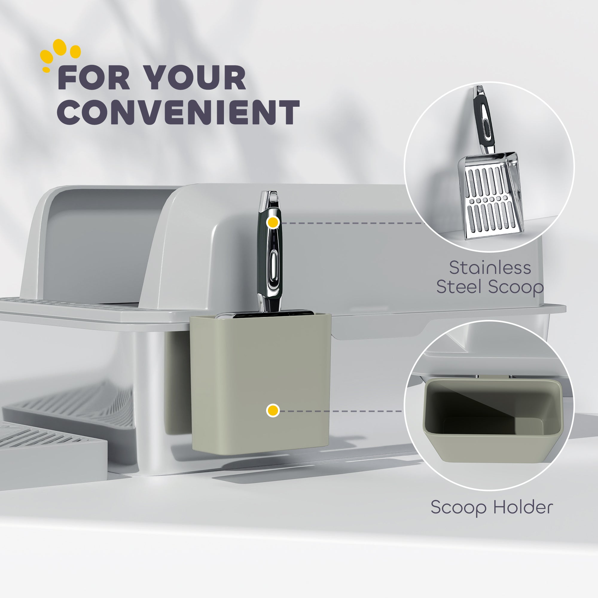 Stainless Litter Box with Scoop Holder