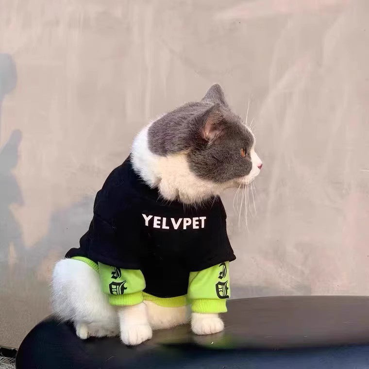 Black Panel Polyester Sweater, for dogs and cats.