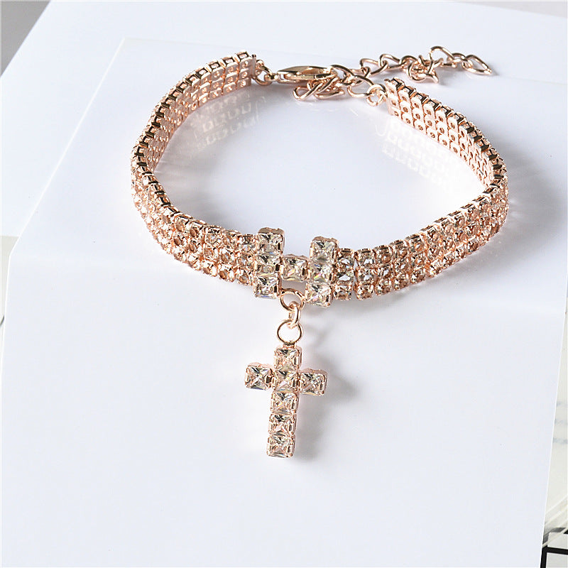 Zircon Cross Pendant Necklace, for dogs and cats.