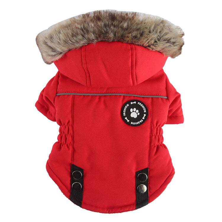 Zip-Front Polyester Dog Coat Jacket in Five Sizes, for dogs.