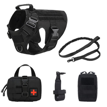 Tactical Dog Harness 5-Piece Set – Vest, Leash, Collar & Pouch – detail view