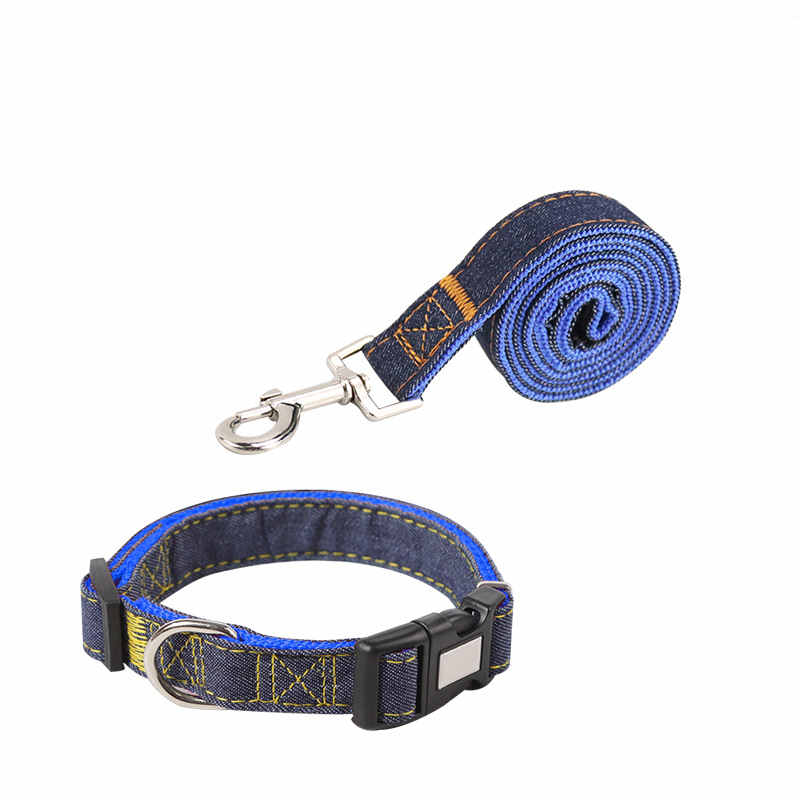 Denim Bungee Dog Leash with Padded Dual Handles, for dogs.