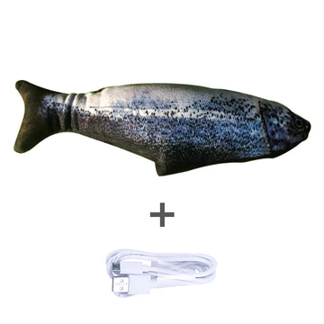 Motion-Activated Fish Cat Toy - USB Rechargeable Flopping Interactive – angle view