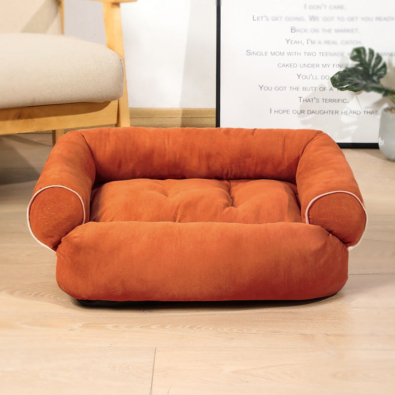 foldable dog sofa bed shown in compact storage packaging