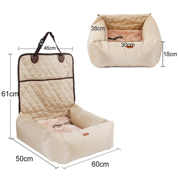 2-in-1 Dog Car Seat Bed – Folding Travel Carrier & Cushion – features