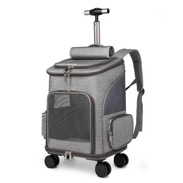 Rolling Pet Backpack Carrier – Folding Trolley for Cats & Small Dogs – features