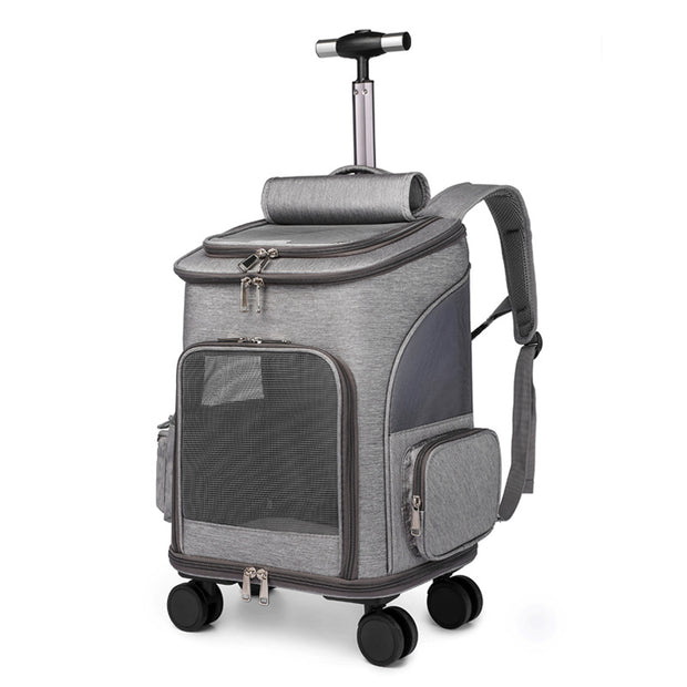 Rolling Pet Backpack Carrier – Folding Trolley for Cats & Small Dogs – features