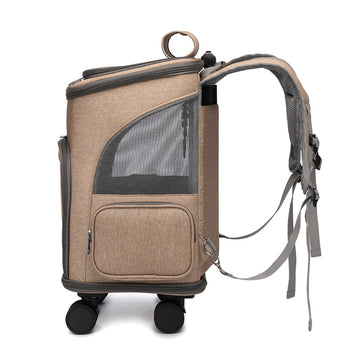 Rolling Pet Backpack Carrier – Folding Trolley for Cats & Small Dogs – in use