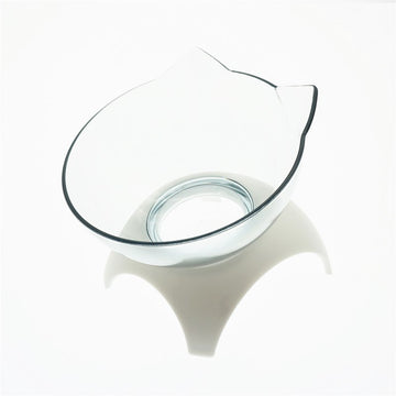 Elevated Double Cat Bowl – 15° Tilted Neck-Protection Food & Water Feeder – detail view