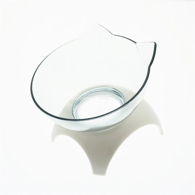 Elevated Double Cat Bowl – 15° Tilted Neck-Protection Food & Water Feeder – detail view