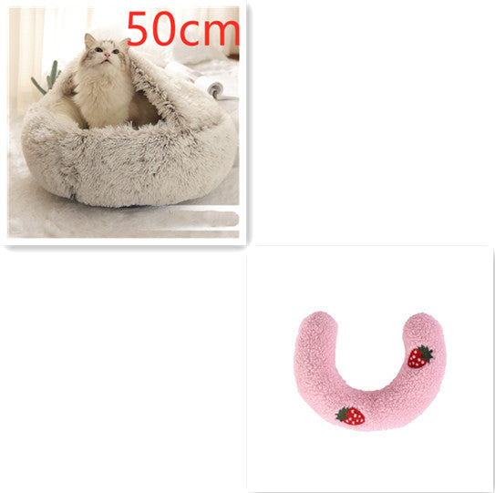 Round Winter Pet Bed – Plush Warm House for Dogs & Cats – detail view