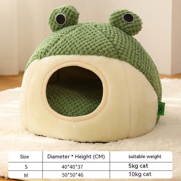 Frog-Shaped Plush Pet Bed – Cozy Nest for Cats, Kittens & Small Dogs – size reference