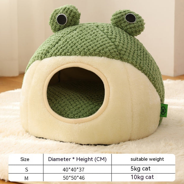 Frog-Shaped Plush Pet Bed – Cozy Nest for Cats, Kittens & Small Dogs – size reference