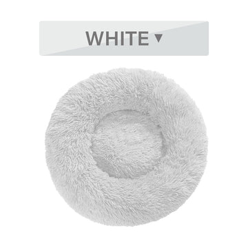 Fluffy Donut Dog Bed - Plush Bolster Pet Cushion for Nesting – in use