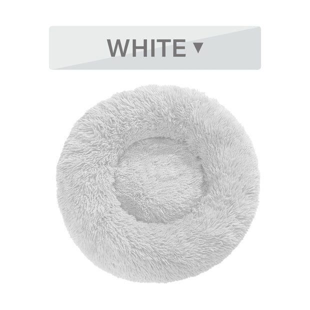 Fluffy Donut Dog Bed - Plush Bolster Pet Cushion for Nesting – in use