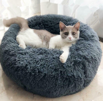 Round Plush Pet Nest Bed - Cozy Kennel for Small Dogs & Cats – color options