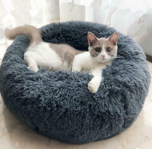 Round Plush Pet Nest Bed - Cozy Kennel for Small Dogs & Cats – color options