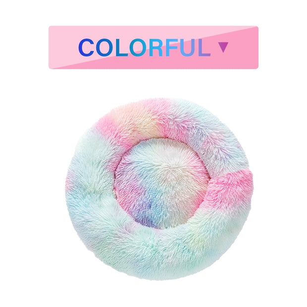 Fluffy Donut Dog Bed - Plush Bolster Pet Cushion for Nesting – close-up