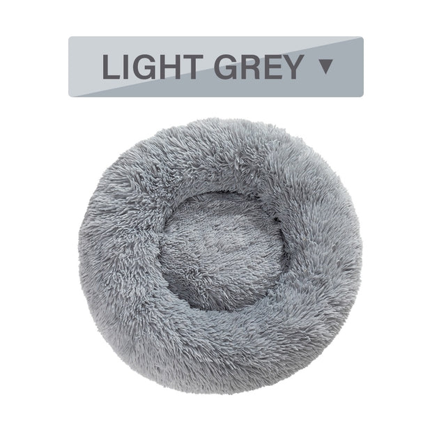 Fluffy Donut Dog Bed - Plush Bolster Pet Cushion for Nesting – angle view