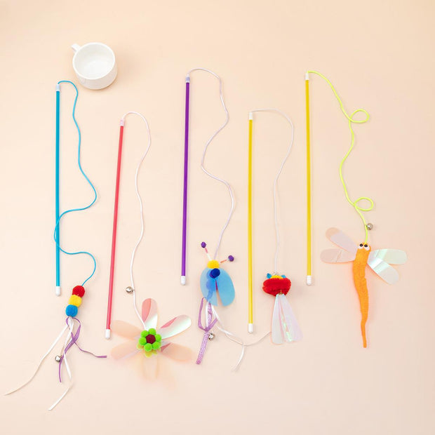 Cat Teaser Wand – Shiny Reflective Ribbon Toy – side view
