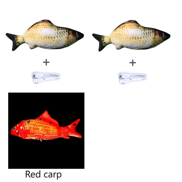 Motion-Activated Fish Cat Toy - USB Rechargeable Flopping Interactive – angle view