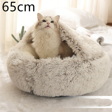 Round Winter Pet Bed – Plush Warm House for Dogs & Cats – size reference